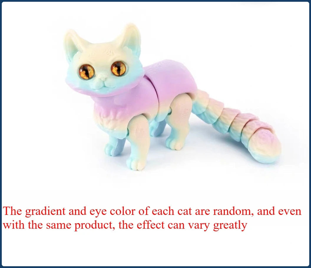 3D printed cats, 3D printed flexible articulated cats, cartoon statues, desktop decorations for children, friends, and family Elk-Valley 3D