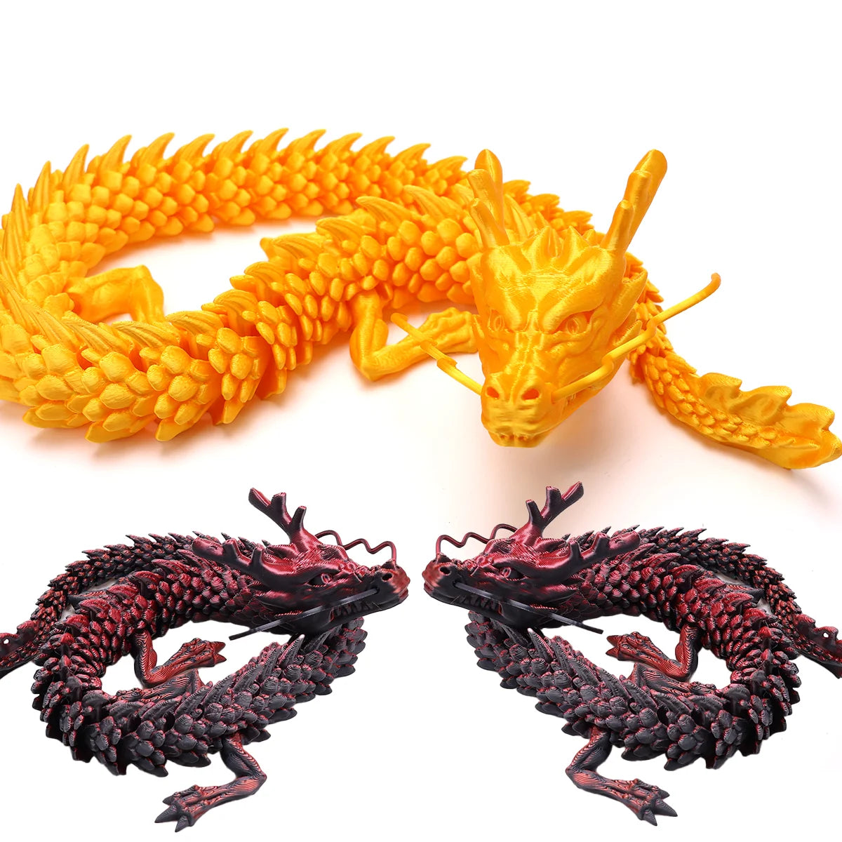 Oversized Golden Dragon Statue, Exquisite Mythical Creature Decoration, Ideal for Home, Office, Collection, Gift, and Ornament Elk-Valley 3D