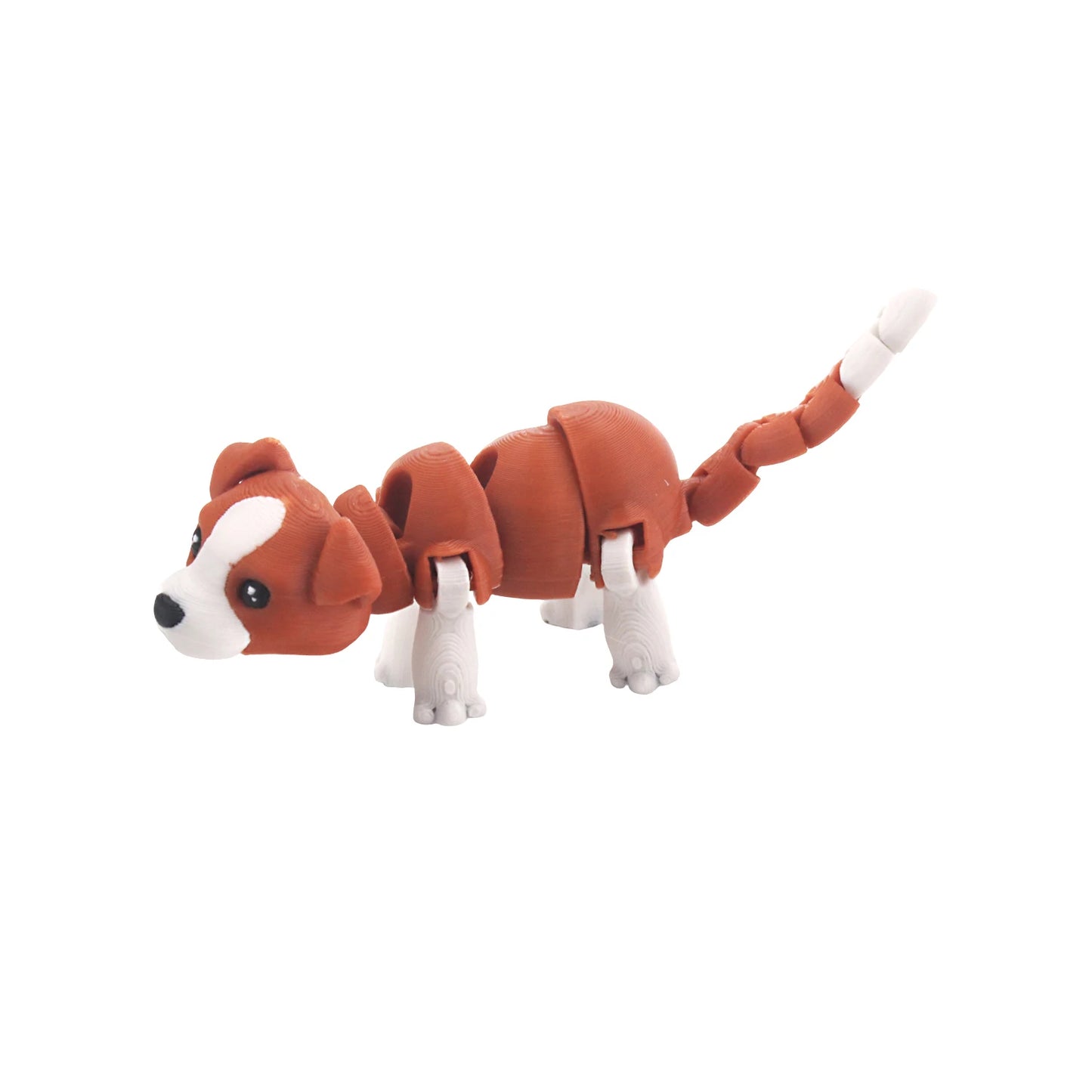 3D printed dog model, flexible animal toy statue, movable joints, home office decoration