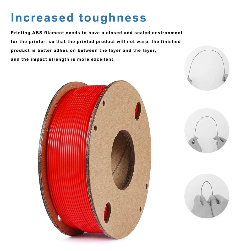 3D Printer Filament ABS 3D Printing Filament 1.75mm Dimensional Accuracy +/- 0.02 mm, ABS 0.25KG Red