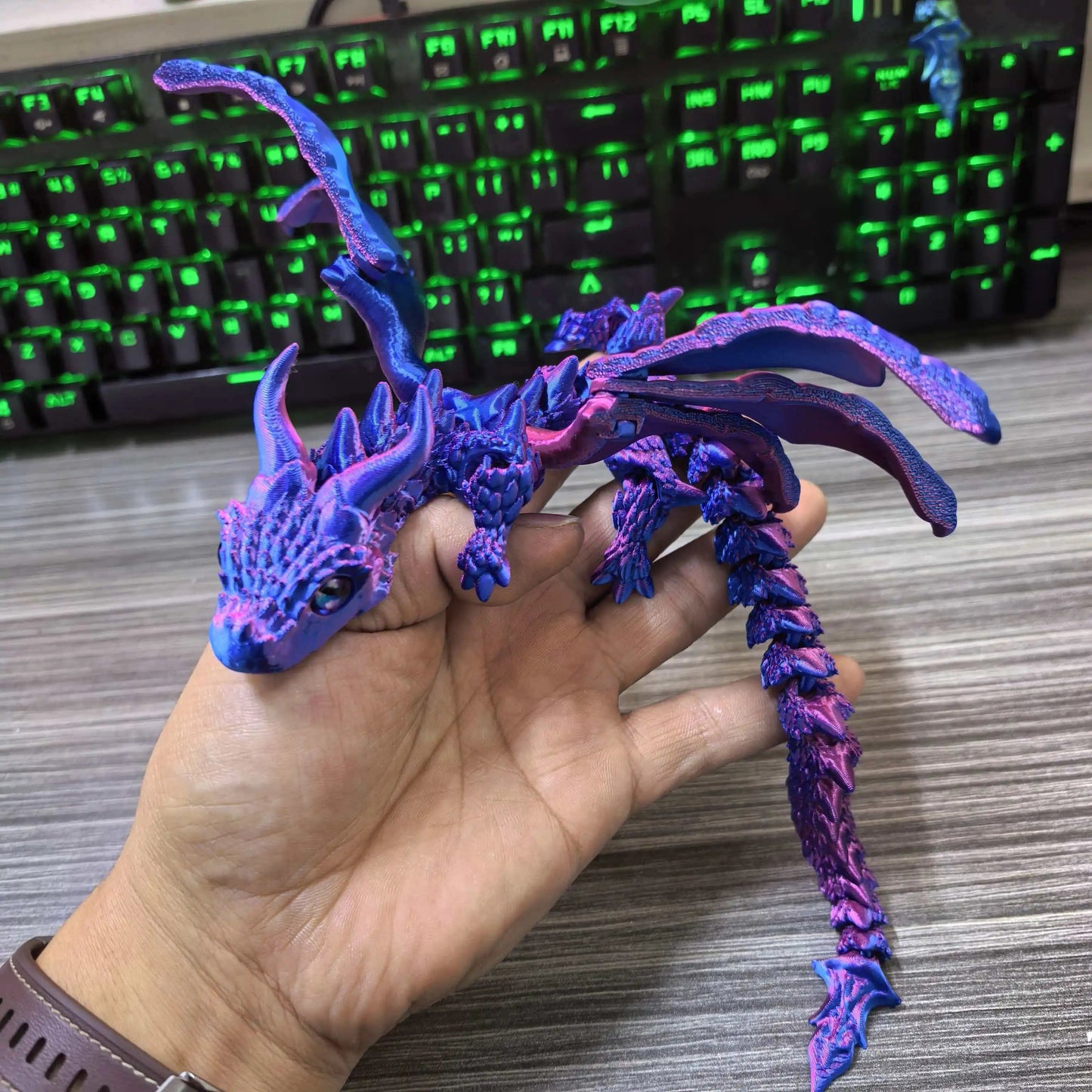 22-30CM 3D Printed Simulated Eyes Flying Dragon Baby Ornaments Joints Can Move Dragon Rockery Fish Tank Landscaping Decoration Elk-Valley 3D