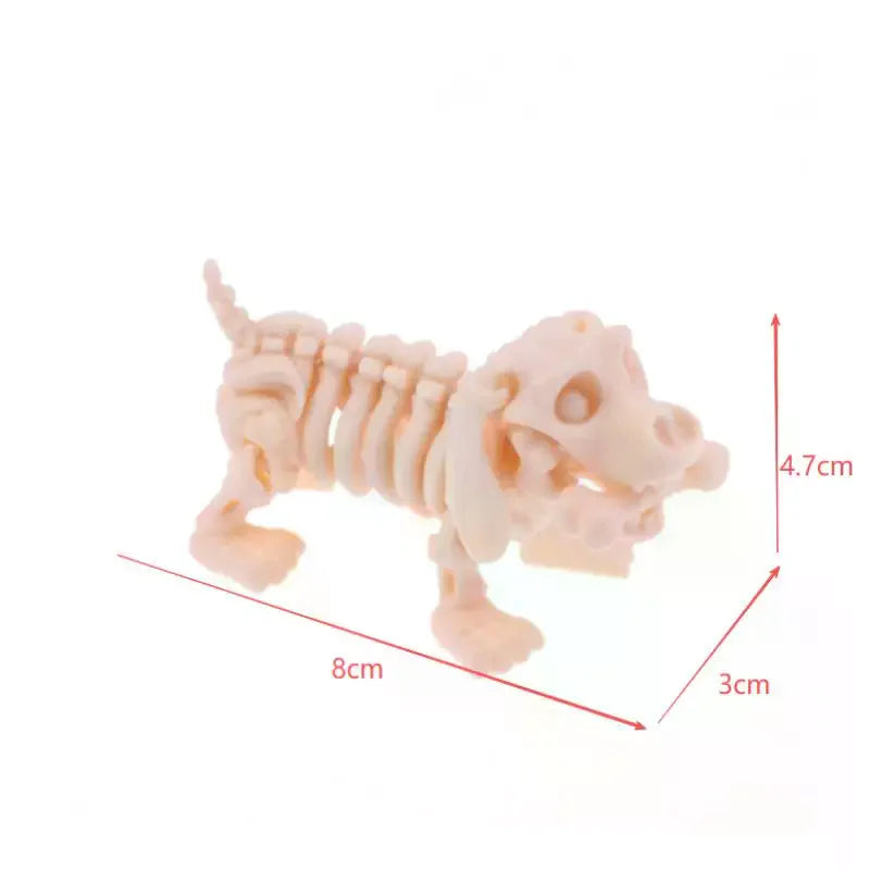 3D Printed Eared Dog Skeleton Statue Joint Mobility Doll Desktop Ornament Living Room Home Office Decoration Gifts Elk-Valley 3D