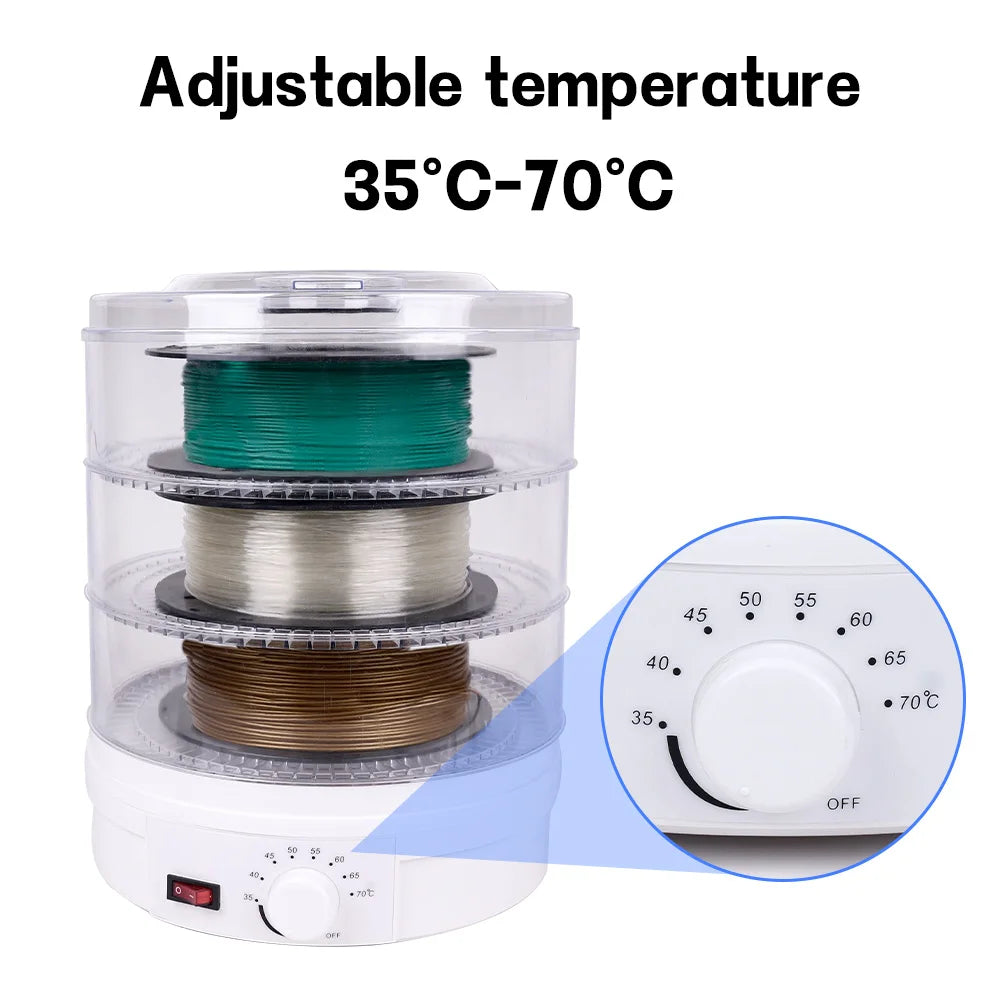 3 Rolls Filaments Dryer Box 360° Hot-air Heating 1kg Filament Dehydrator for 1.75mm/2.85mm ABS PLA PETG TPU 3D Printing Material Elk-Valley 3D