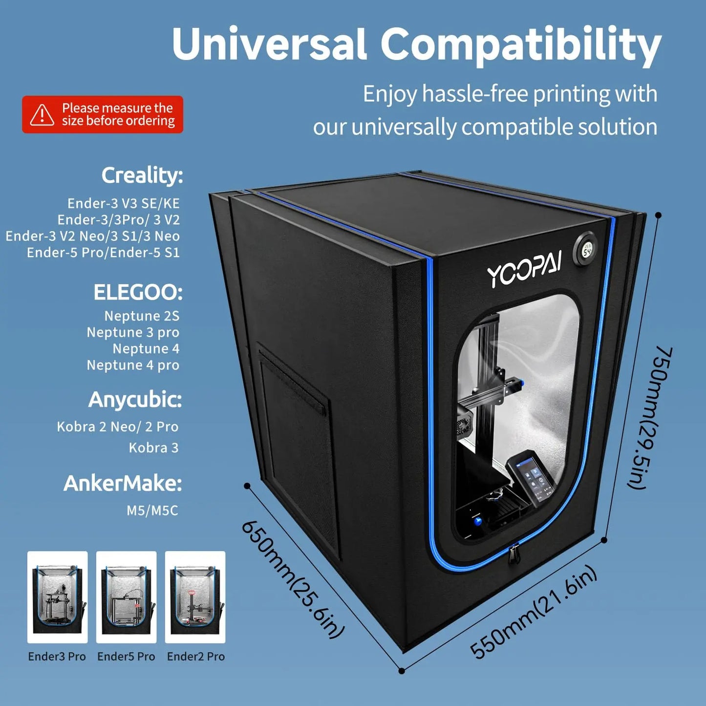 3D printer Enclosure For Creality LED Thermo-Hygrometer Ventilation Kit Premium Fireproof Dustproof Constant Temperature