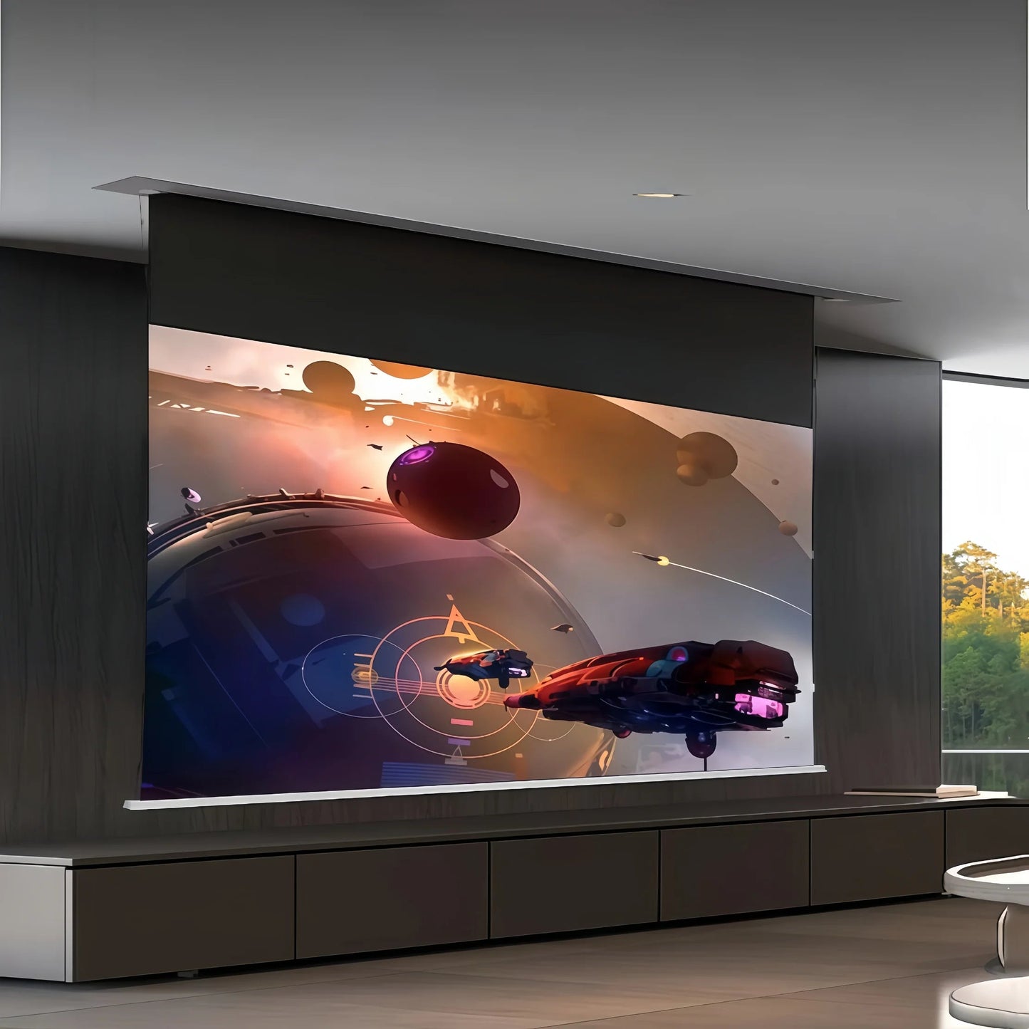 MIVISION Hidden In Ceiling Recessed Projector Screen 16:9 8K Fresnel Long Throw ALR Elk-Valley 3D