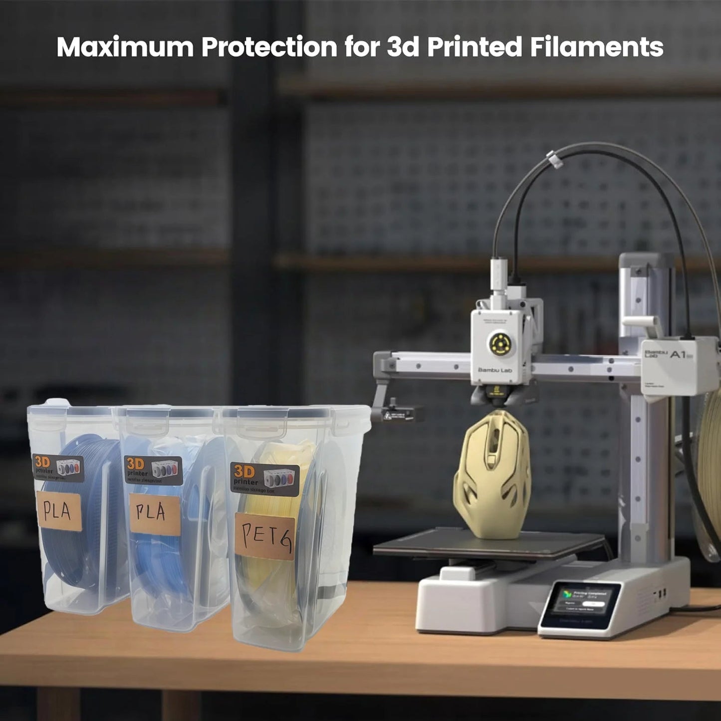 3 Pack Filament Container for 3D Printing Sealing and Protection Airtight Filament Dry Box for 1KG Spools with Desiccant Labels Elk-Valley 3D