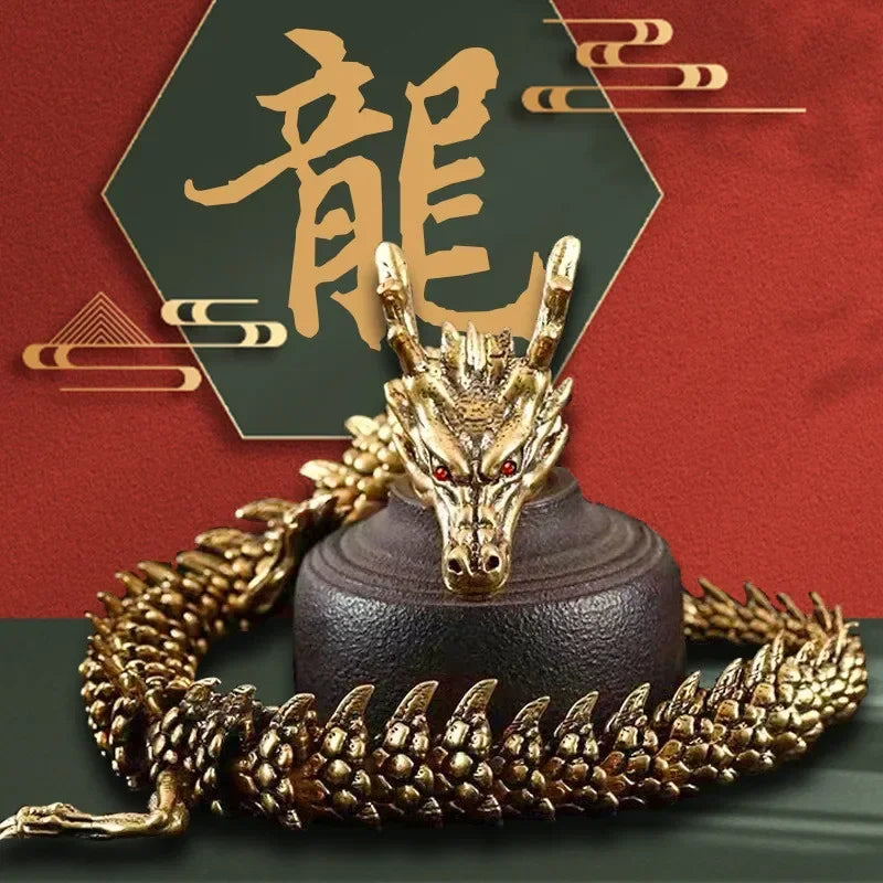 3D Printed Articulated Dragon Chinese Dragon Flexible Realistic Made Ornament Toy Model Home Office Decoration Decor Elk-Valley 3D