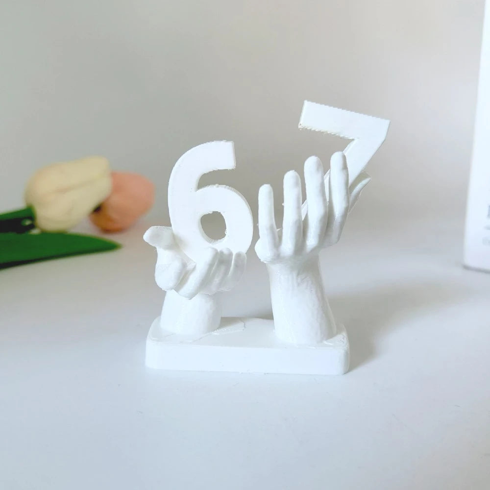 3D Printed Figurine Holding Digital Italian Brain Rot Math 67, Funny and Funny Meme Figurine Holding Digital 67 Sculpture Elk-Valley 3D