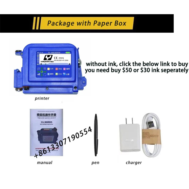 25 language 12.7mm mini portable printer QR Bar Batch Code Date Logo Expiry Label Portable Handheld Jet Thermal Inkjet Printer Elk-Valley 3D
