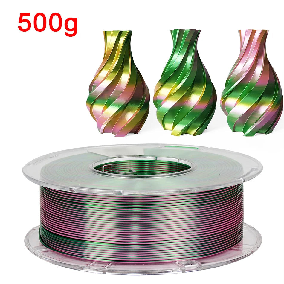 3D Printer Filament PLA 1.75mm 1kg 500g 250g Tricolors Filament Silk PLA Triple Color 3D Material Shiny Filament Multicolor Elk-Valley 3D