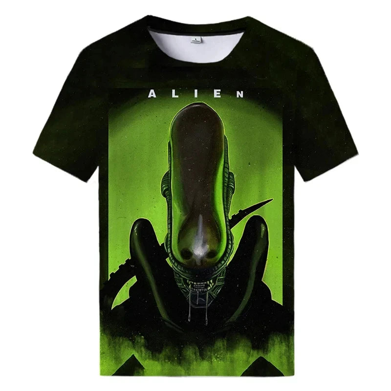 Summer New Alien Art 3D Print T-shirt For Men Clothing Daily Casual T-shirt Horror Alien Movie Graphic Harajuku Tops Tee Shirts Elk-Valley 3D
