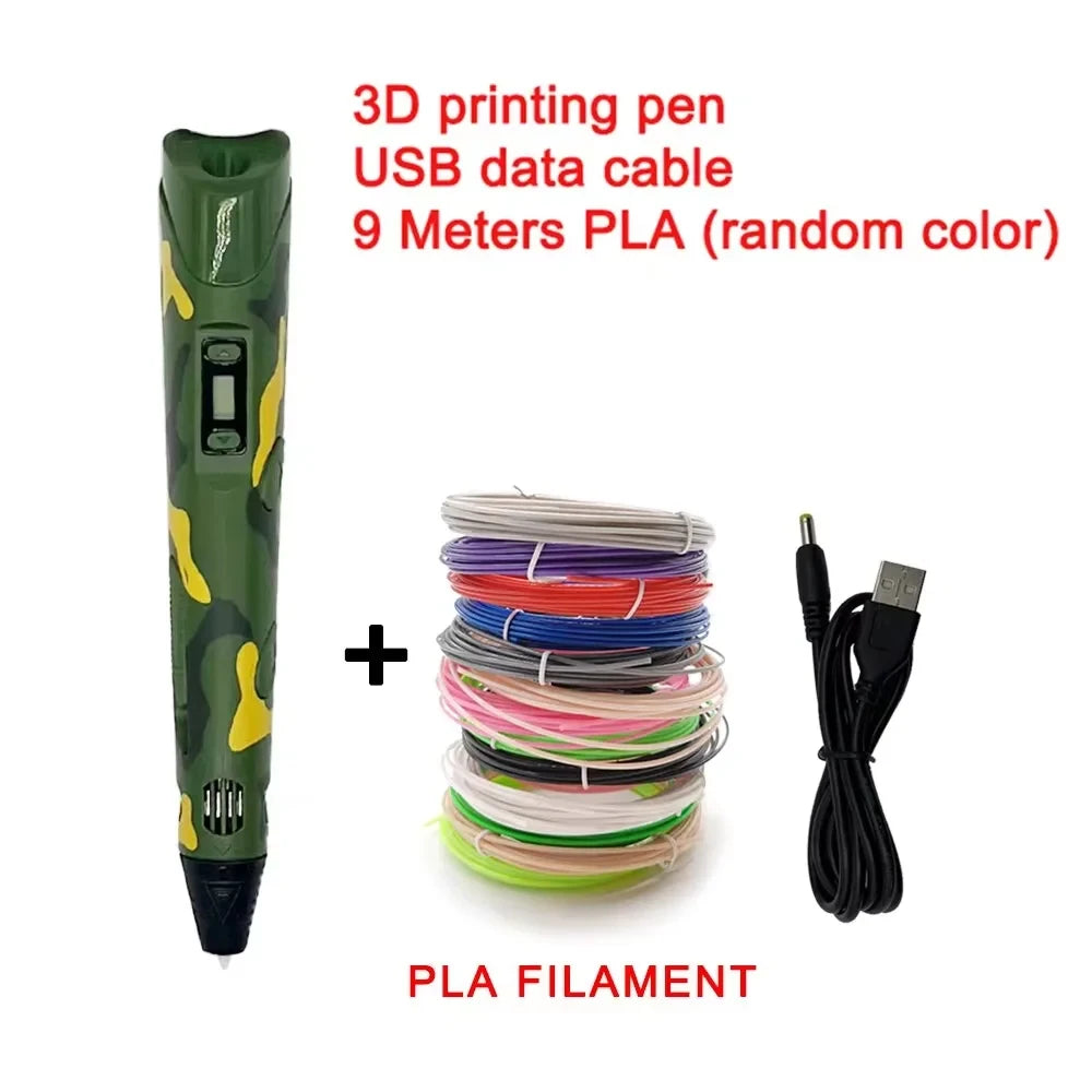 HOMEFISH Electronic 3D Printing Pen with 9M PLA Consumables High-Temperature 3D Graffiti Tool Intelligent Toy Gift Elk-Valley 3D
