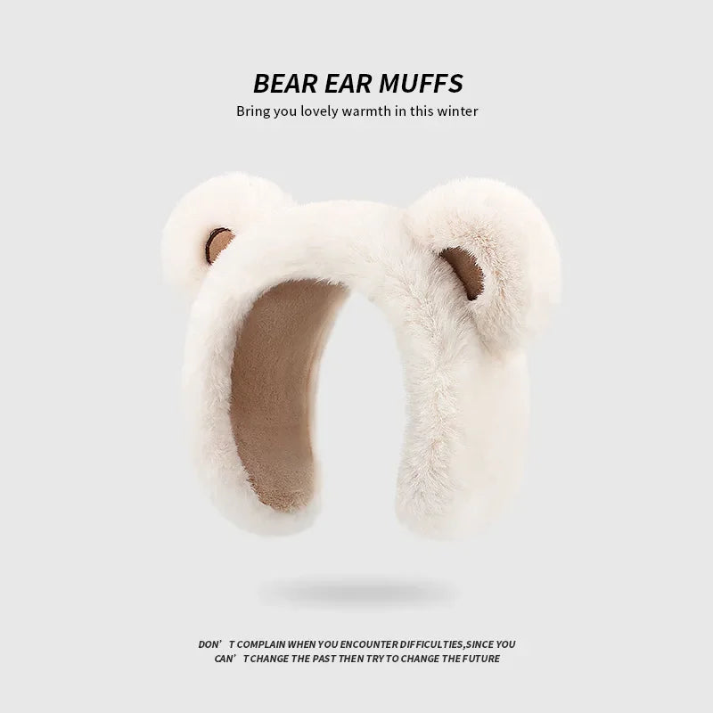 Winter Ear muffs Faux Fur Warm Earmuffs Cute Foldable Outdoor Ear Warmers For Women Girls Elk-Valley 3D