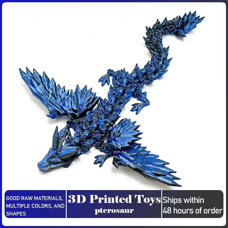 3D Printed Dragon with Movable Wings - Office Desk Accessory, Creative Home Decor, Perfect Christmas Present Holiday Gift Elk-Valley 3D