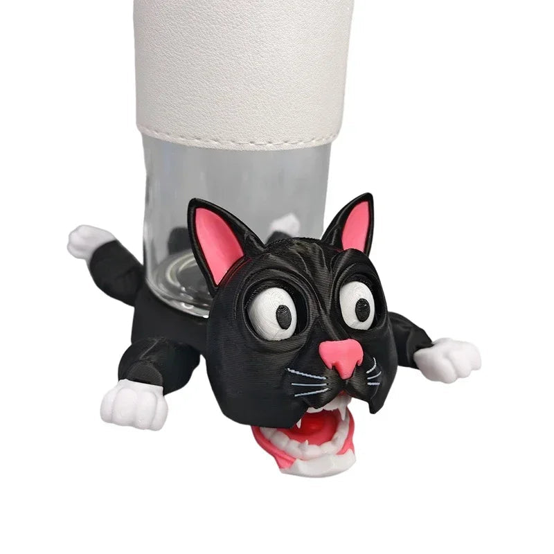 Creative 3D Printed Cat Coaster Funny Panicked Cat Cup Pad Tea Mug Coffee Drinks Holder Office Desktop Home Decoration Ornament Elk-Valley 3D