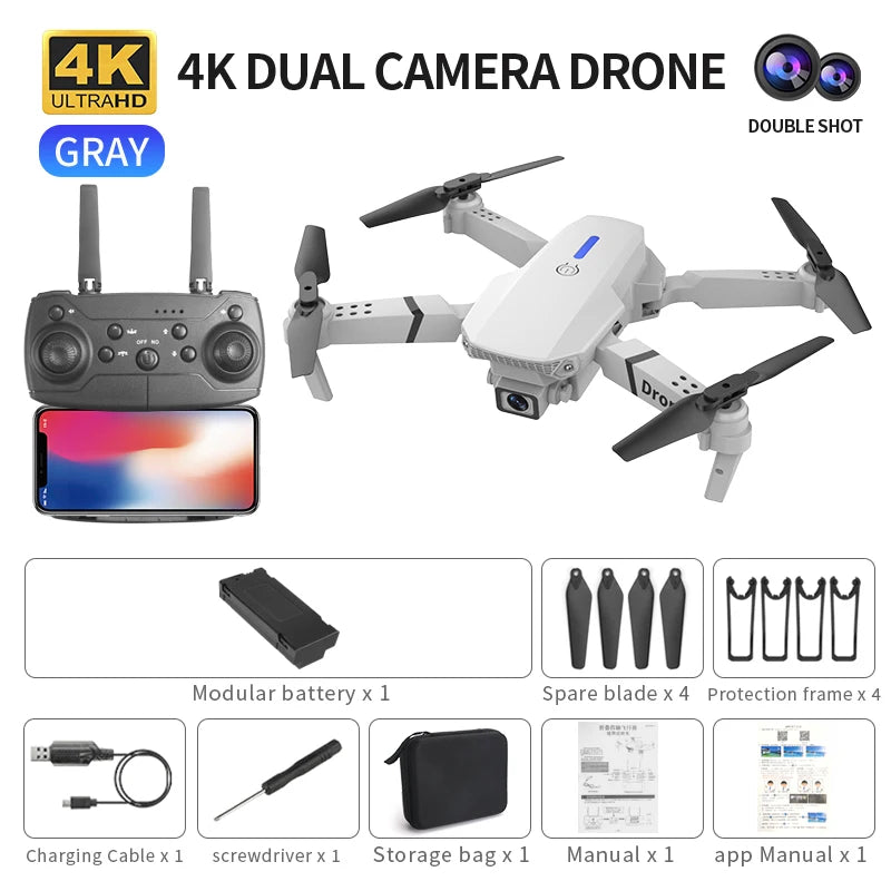 E88 Mini Drone Profesional 180° Electric Adjustable Obstacle Avoidance Bushless Uav 15000M Quadcopter toy Elk-Valley 3D