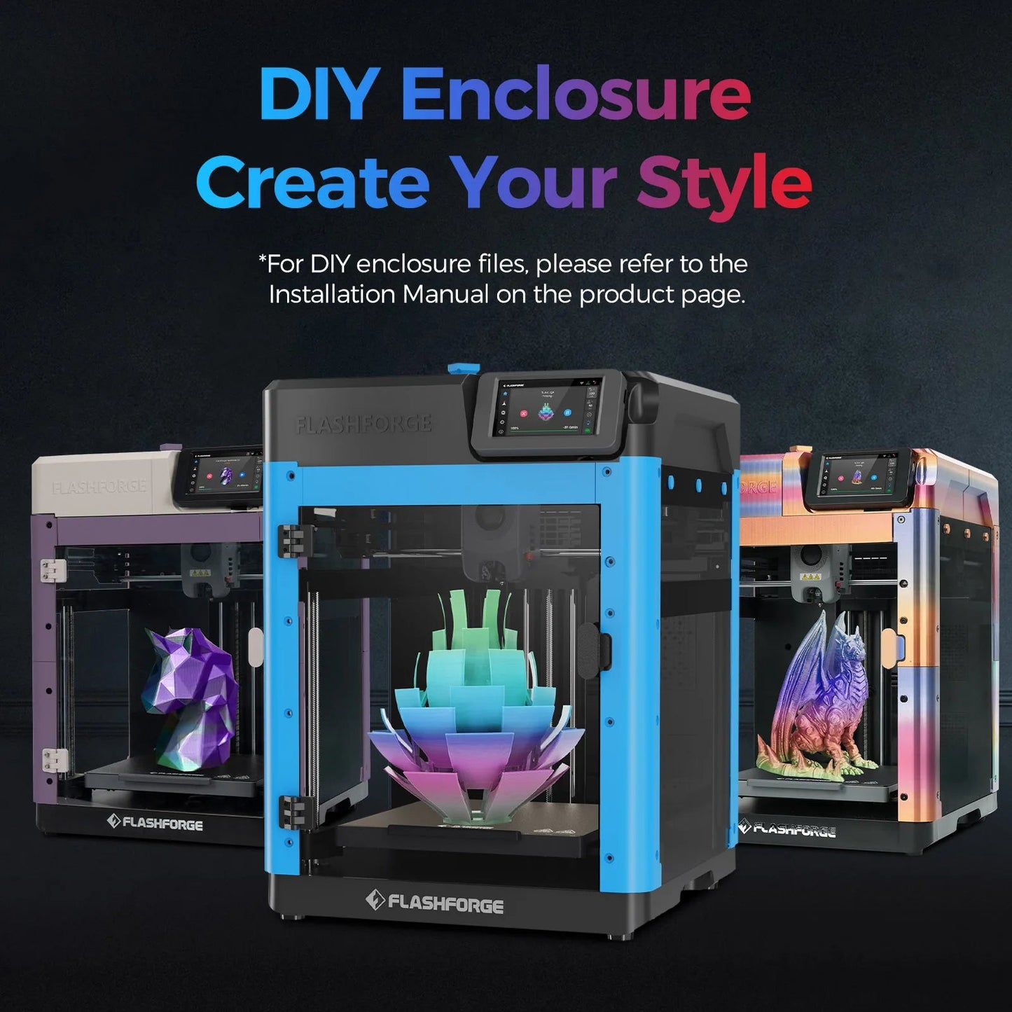 FLASHFORGE Adventurer 5M 3d Printer Max 600mm/s High Speed Full-auto Leveling 280℃ Direct Extruder PEI Flexible Plate Elk-Valley 3D