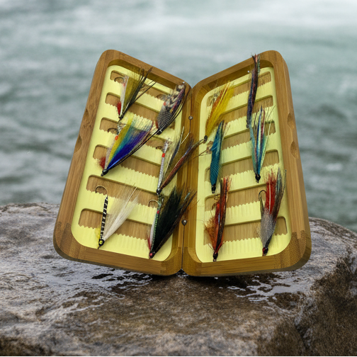 Fly Fishing Kit, Single Hook Streamer, Landlocked Salmon, Bamboo Flybox Dc Tackle & Outdoor Supply