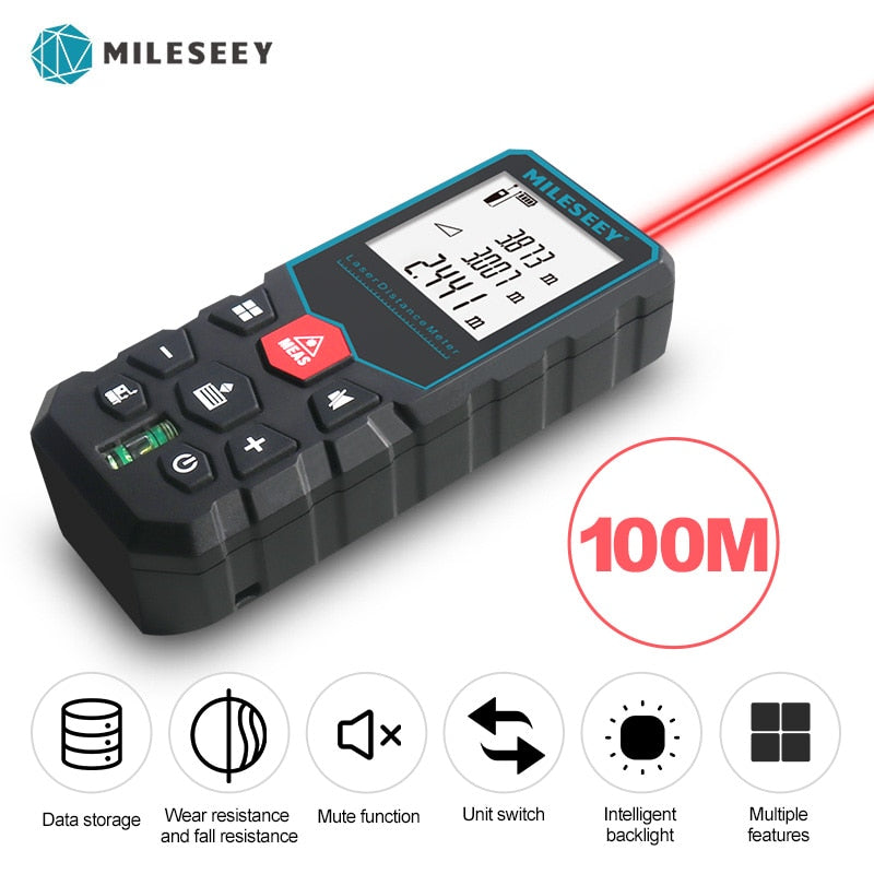 Mileseey laser distance meter electronic roulette laser digital tape rangefinder trena metro laser range finder measuring tape Elk-Valley 3D