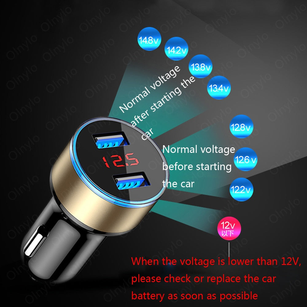 4.8A LED Display USB Phone Charger Car-Charger for Xiaomi Samsung For iPhone 12 11 Pro 7 8 Plus Mobile Phone Adapter Car Charger