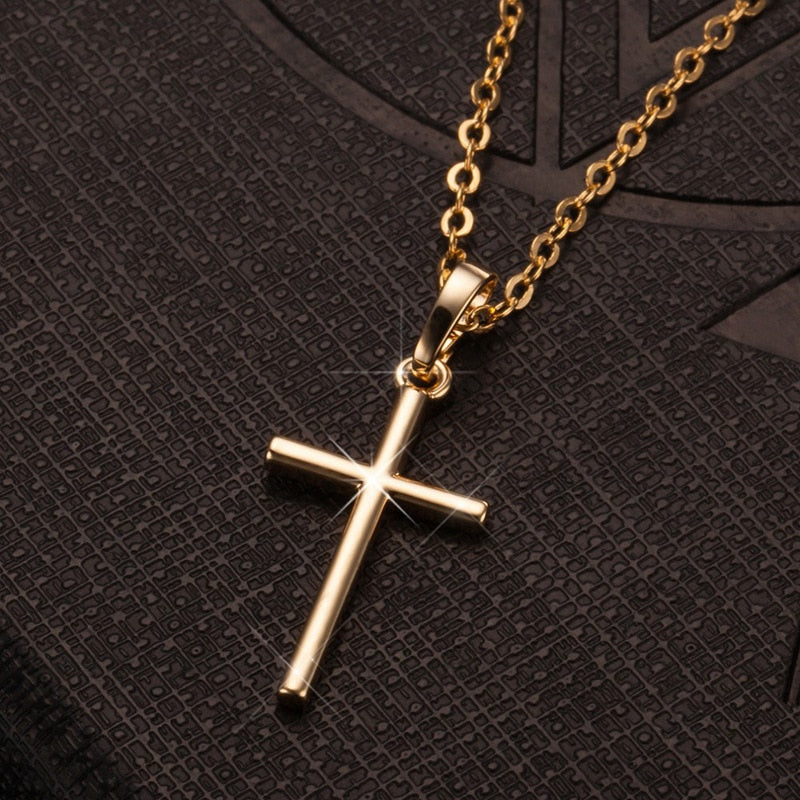 Fashion Female Cross Pendants dropshipping Gold Black Color Crystal Jesus Cross Pendant Necklace Jewelry For Men/Women Wholesale Elk-Valley 3D