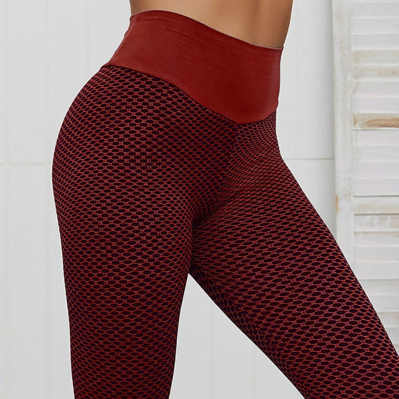 CHRLEISURE Grid Tights Yoga Pants Women Seamless High Waist Leggings Breathable Gym Fitness Push Up Clothing Girl Yoga Pant Elk-Valley 3D