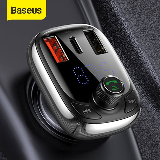 Baseus FM Transmitter Bluetooth 5.0 Handsfree Car Kit Audio MP3 Player With PPS QC3.0 QC4.0 5A Fast Charger Auto FM Modulator