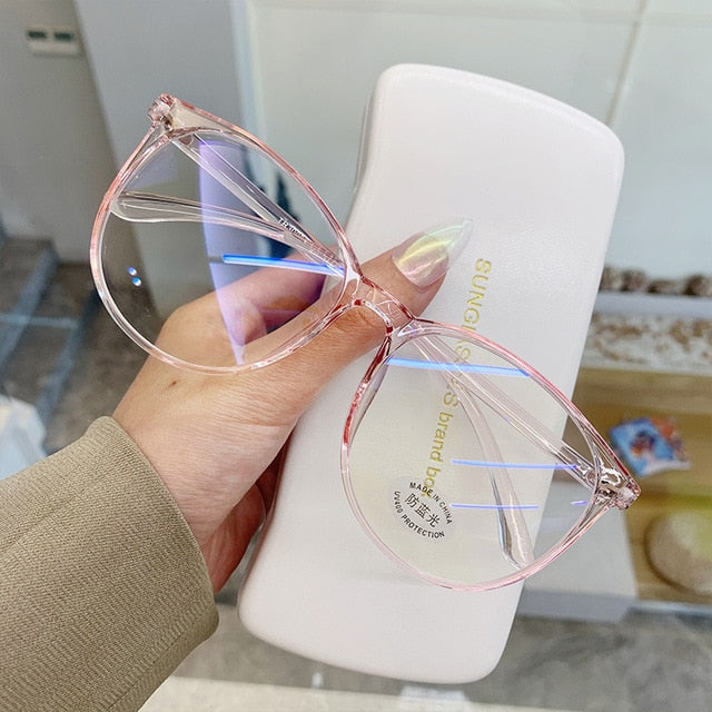 Transparent Computer Glasses Frame Women Men Anti Blue Light Round Eyewear Blocking Glasses Optical Spectacle Eyeglass Elk-Valley 3D