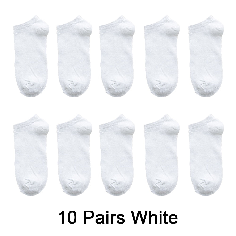 10 Pairs Women Breathable Sports socks Solid Color Boat Comfortable Cotton Ankle Socks Wholesale