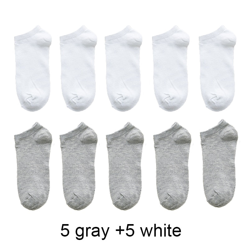 10 Pairs Women Breathable Sports socks Solid Color Boat Comfortable Cotton Ankle Socks Wholesale