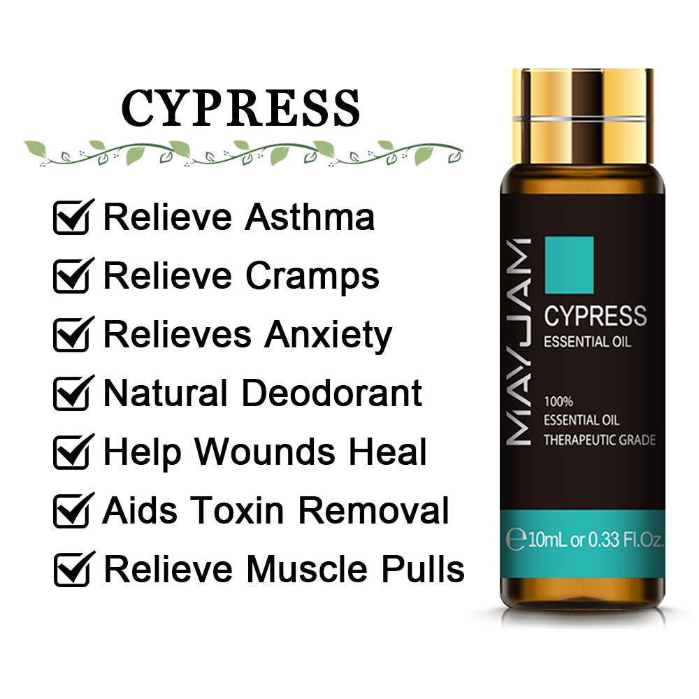 10ML Lavender Eucalyptus Pure Essential Oils Diffuser Rose Lemon Jasmine Vanilla Mint Sandalwood Bergamot Tea Tree Aroma Oil