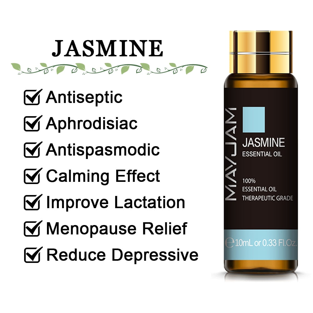 10ML Lavender Eucalyptus Pure Essential Oils Diffuser Rose Lemon Jasmine Vanilla Mint Sandalwood Bergamot Tea Tree Aroma Oil
