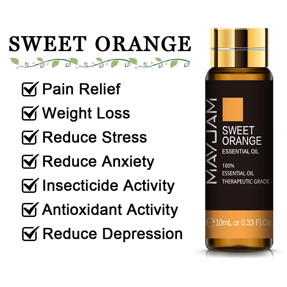 10ML Lavender Eucalyptus Pure Essential Oils Diffuser Rose Lemon Jasmine Vanilla Mint Sandalwood Bergamot Tea Tree Aroma Oil