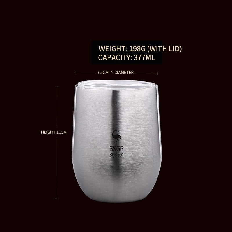 Stainless Steel Water Cup 304 Cup Office Small Tea Container Anti-Fall with Cover Double-Layer Anti-Scald Handy Coffee Cup Tea C