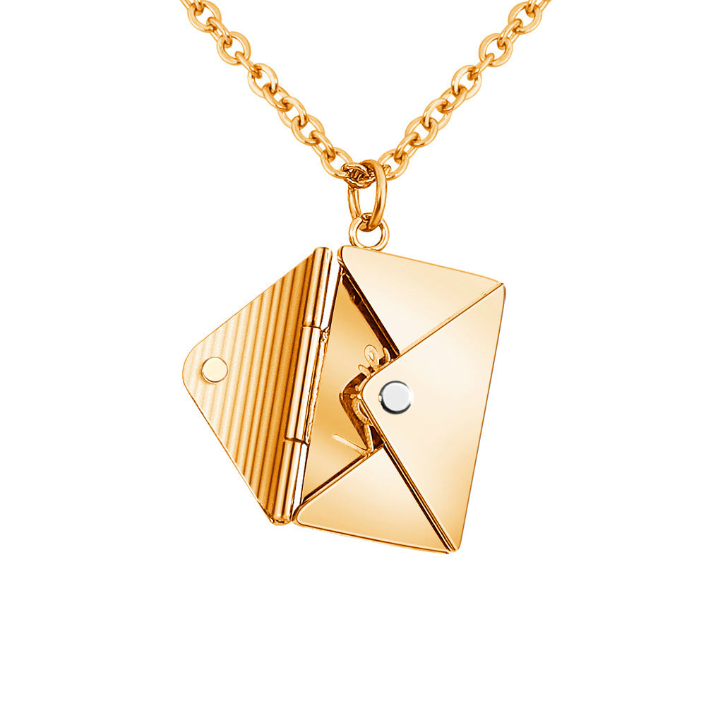 Envelope necklace titanium steel clavicle chain pendant customized lettering jewelry