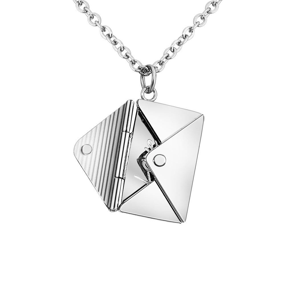 Envelope necklace titanium steel clavicle chain pendant customized lettering jewelry