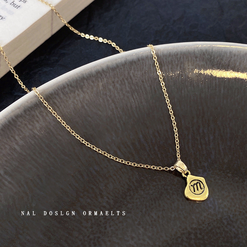 European and American retro titanium necklace female designed high-grade pearl pendant INS style wild lock bone chain jewelry