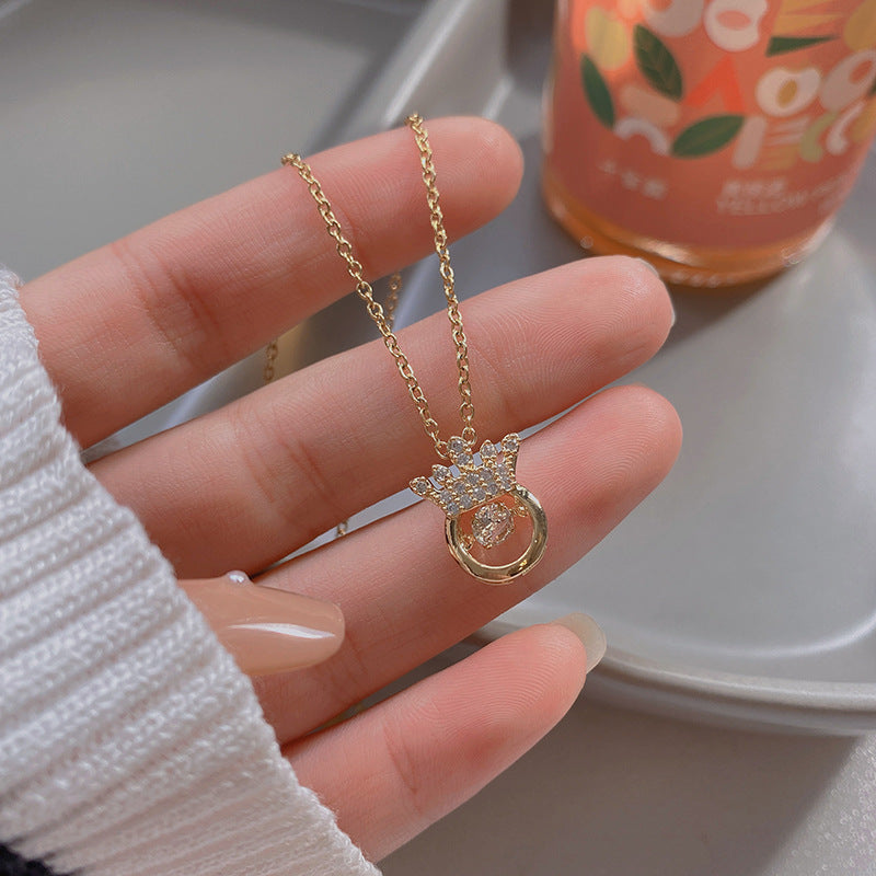 European and American retro titanium necklace female designed high-grade pearl pendant INS style wild lock bone chain jewelry