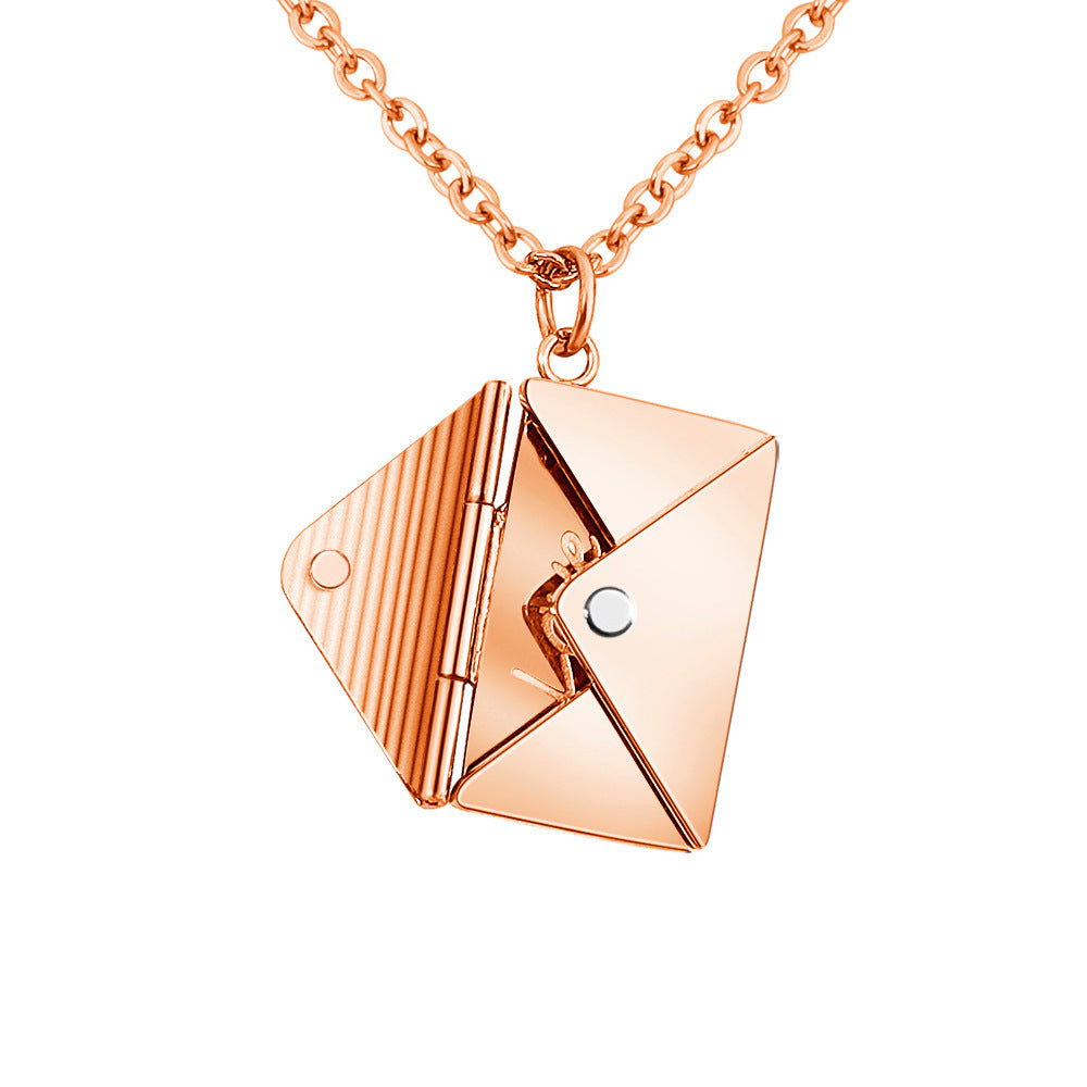 Envelope necklace titanium steel clavicle chain pendant customized lettering jewelry