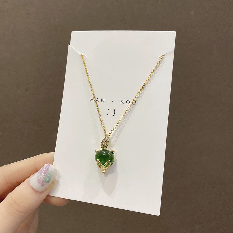 European and American retro titanium necklace female designed high-grade pearl pendant INS style wild lock bone chain jewelry