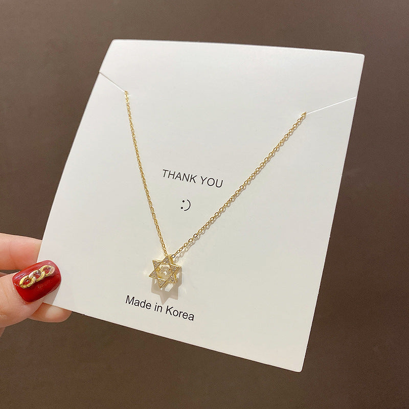 European and American retro titanium necklace female designed high-grade pearl pendant INS style wild lock bone chain jewelry
