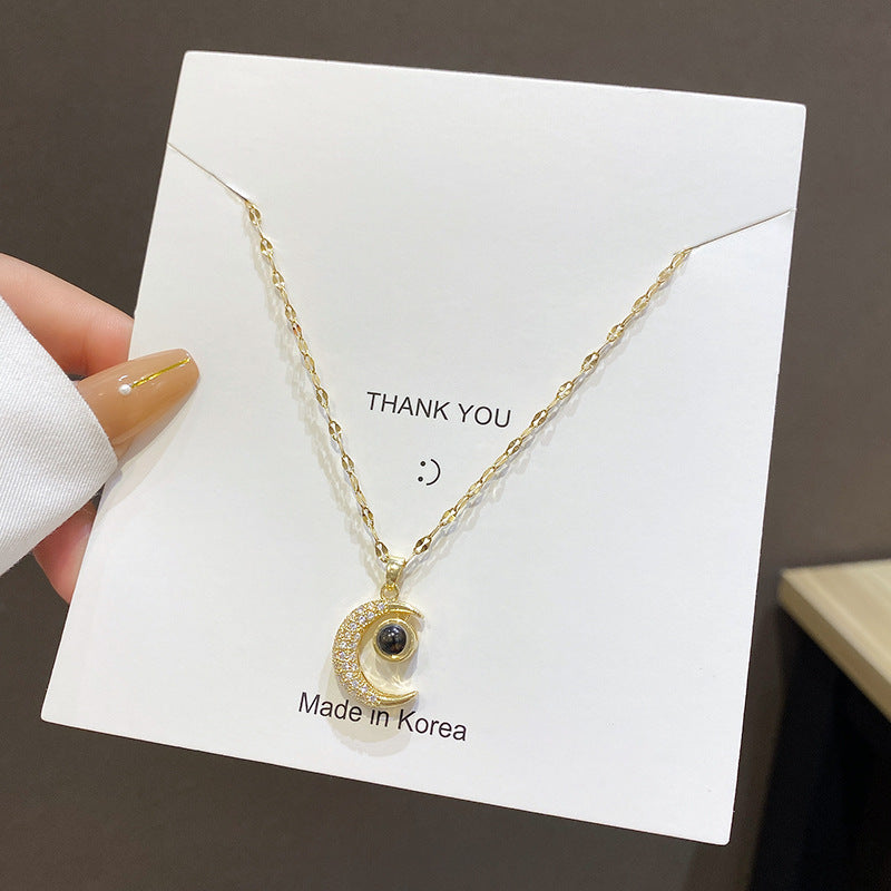 European and American retro titanium necklace female designed high-grade pearl pendant INS style wild lock bone chain jewelry