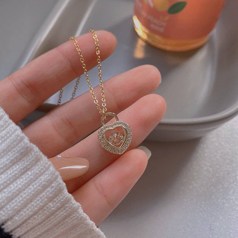 European and American retro titanium necklace female designed high-grade pearl pendant INS style wild lock bone chain jewelry