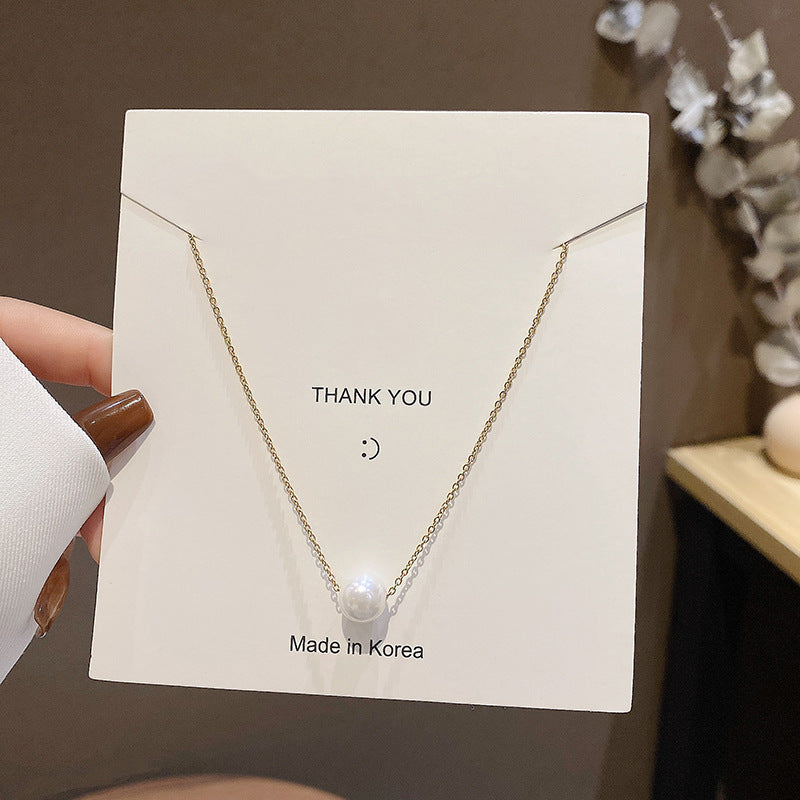 European and American retro titanium necklace female designed high-grade pearl pendant INS style wild lock bone chain jewelry