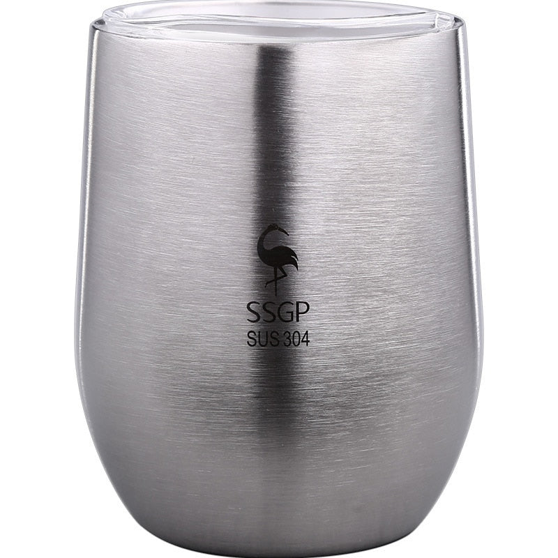Stainless Steel Water Cup 304 Cup Office Small Tea Container Anti-Fall with Cover Double-Layer Anti-Scald Handy Coffee Cup Tea C