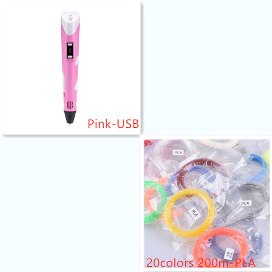 3D print pen 3D pen two generation graffiti 3D stereoscopic paintbrush children puzzle painting toys Elk-Valley 3D