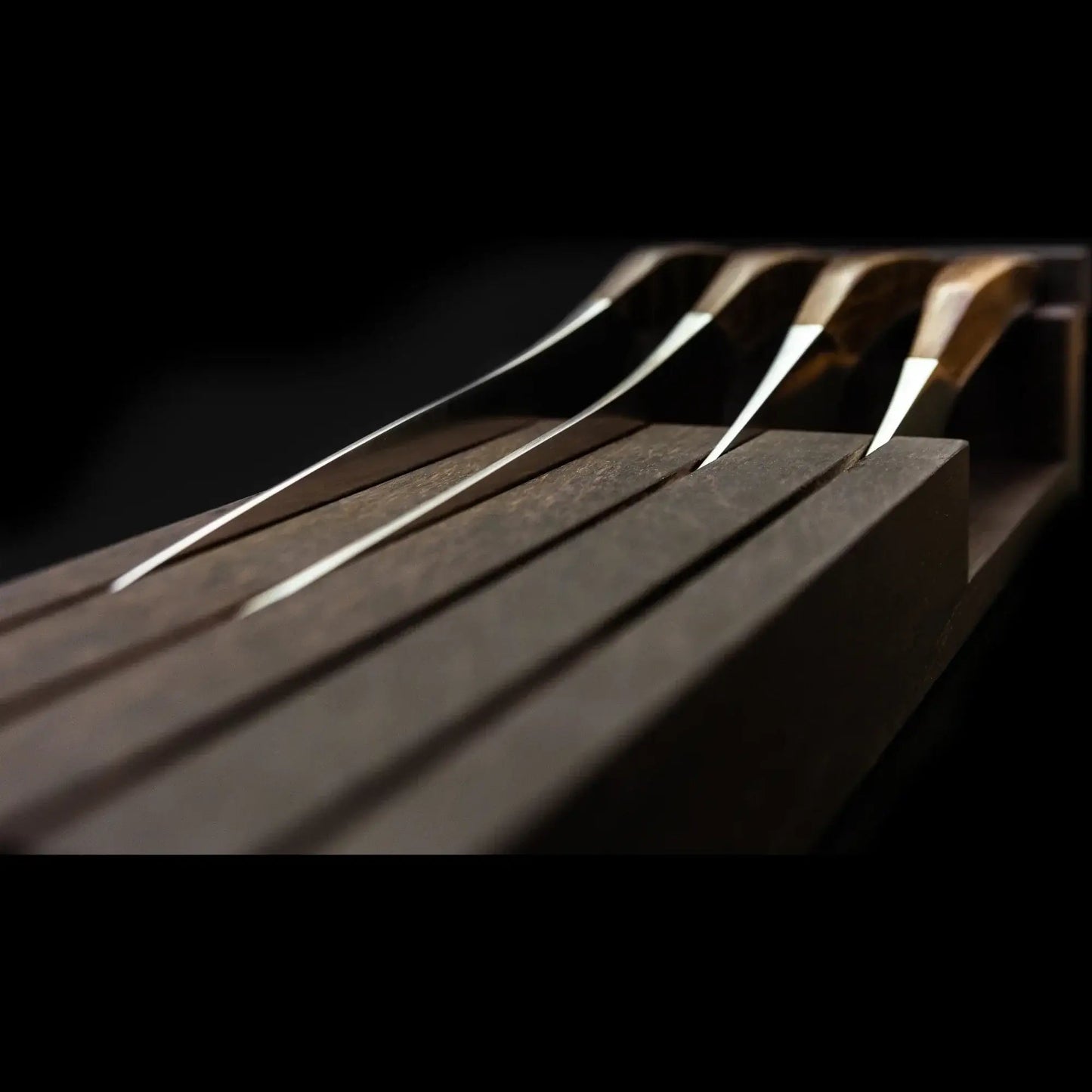 SYNCHROS | 4 piece bundle with Oak-wood Knife holder Ginza Steel