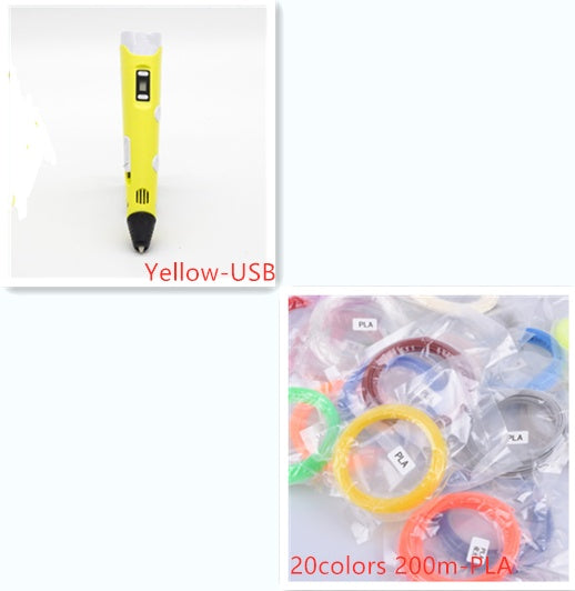 3D print pen 3D pen two generation graffiti 3D stereoscopic paintbrush children puzzle painting toys Elk-Valley 3D