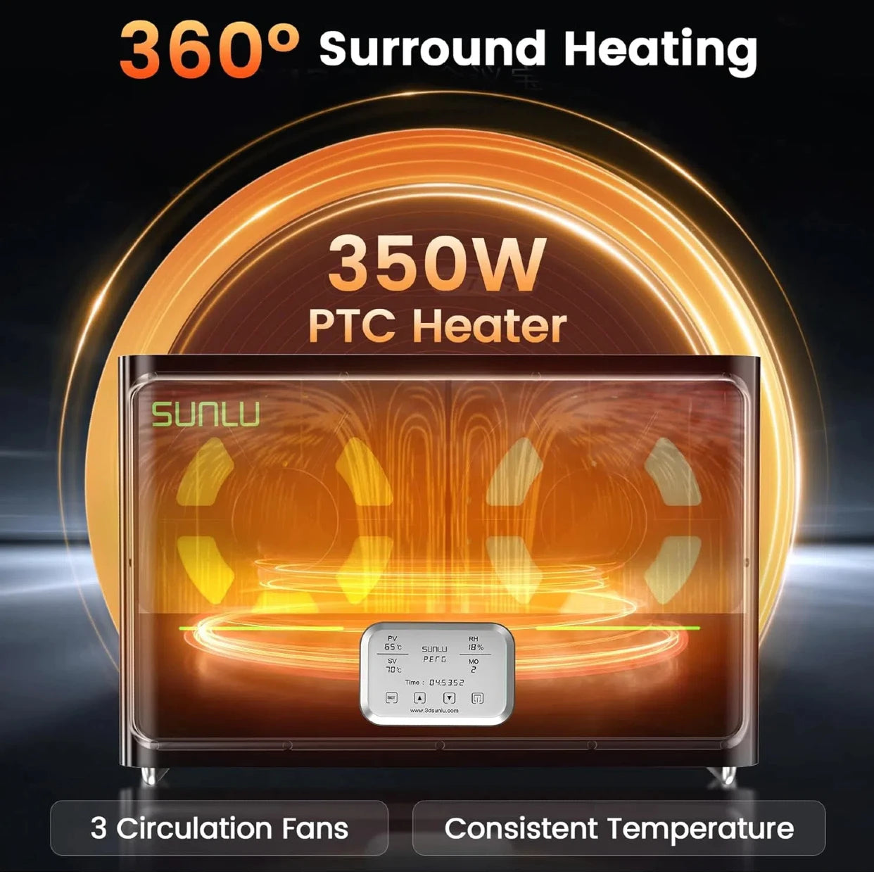 SUNLU S4 Filament Dryer Official 3D Printer 4 Spools 3KG Spool Filament Dryer 350W PTC Heater 70℃ Max Temp Sunlu S4 Dryer Box