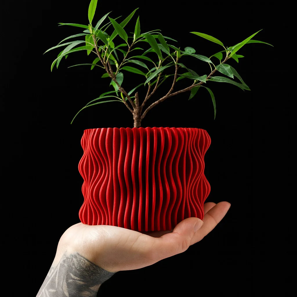 Modern Minimalist 3D Printed Plant Pot – Biodegradable Flower Planter for Home Decor, Eco-Friendly Sustainable Gift (Muxel) Elk-Valley 3D